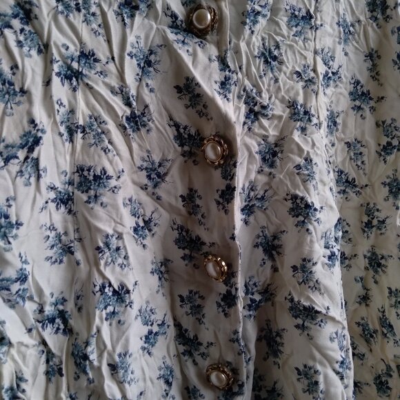 Vintage 90s Frederick's of Hollywood White Floral Mini Dress with Lace Up Back - Picture 2 of 4